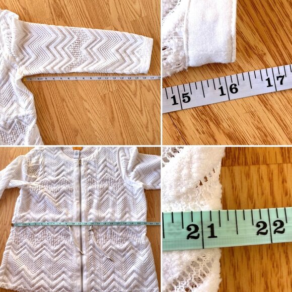 Ruby Rd White Lace Zip Jacket Size Medium Cardigan Ethereal Coastal Timeless - Picture 8 of 12